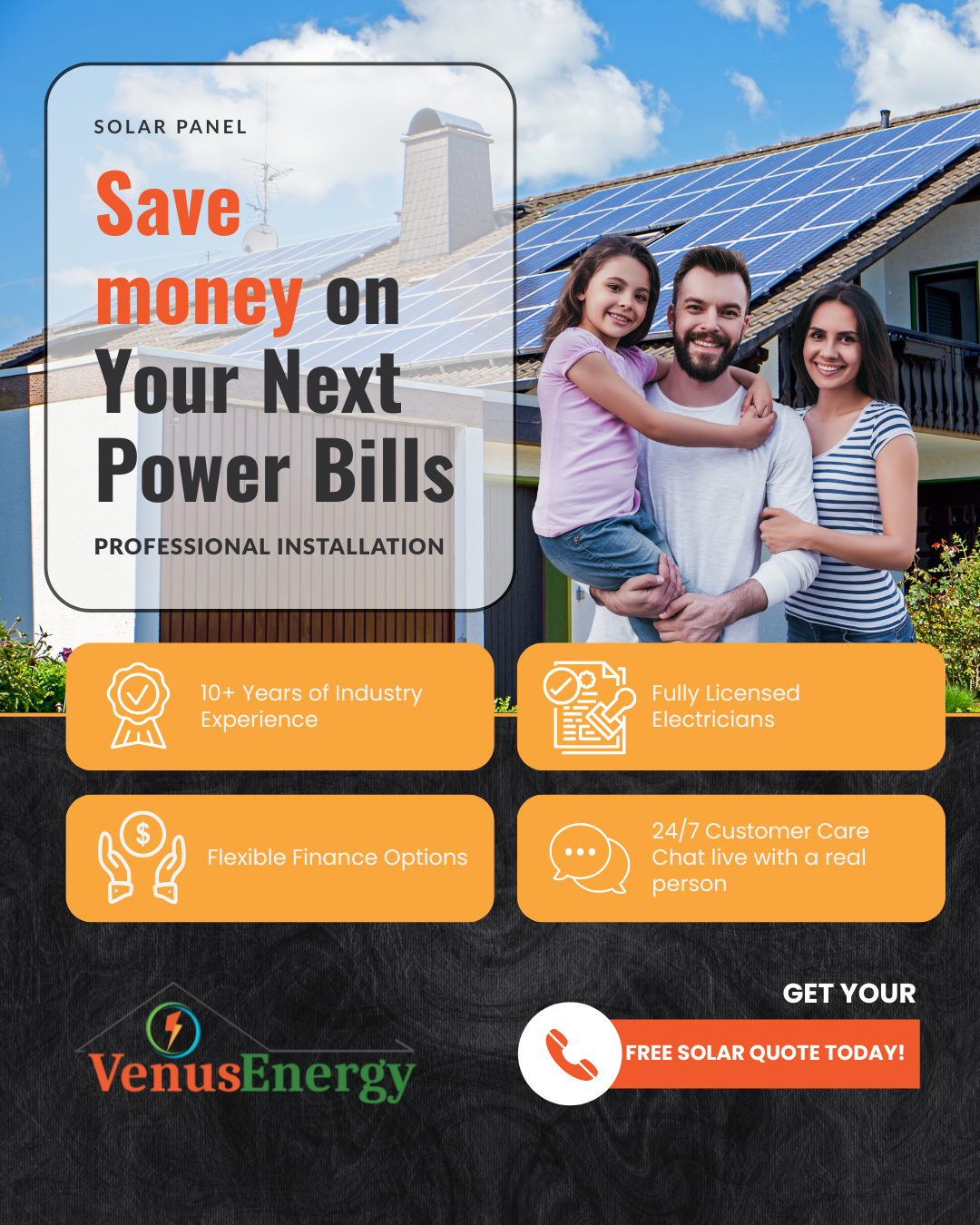 With Venus Energy solar panels, Adelaide homeowners are saving up to $1,500 every year on electricity. That’s money back in your pocket, not handed to power companies.