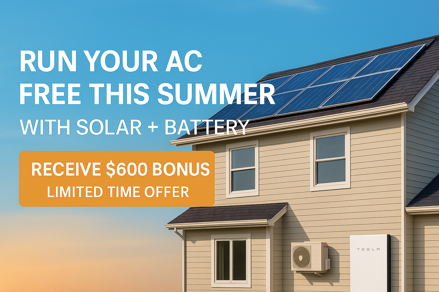 With solar panels and advanced solar battery storage, you can run your air conditioning free